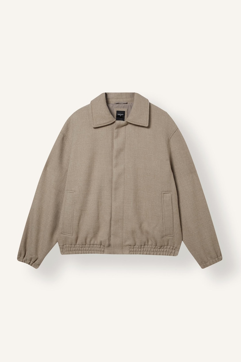 Erkek Taş Regular Fit Gömlek Yaka Mont