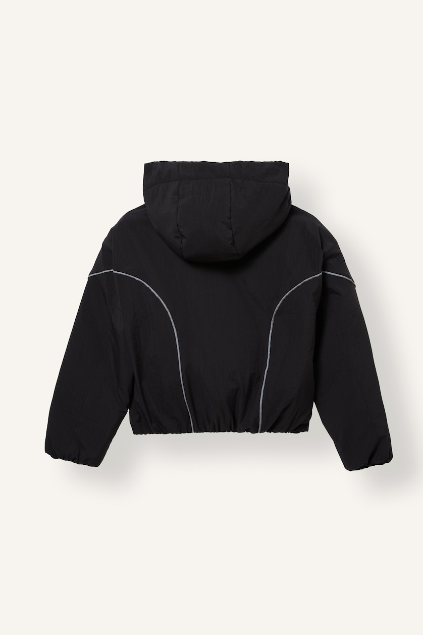 Young Girls - Teen Girls Black Girl Bomber Collar Puffer Jacket