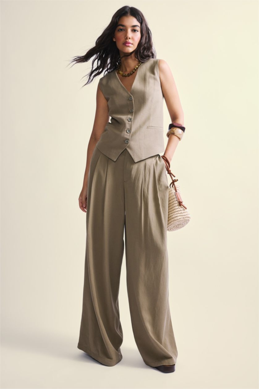 Women Light Khaki Regular Fit V-Neck