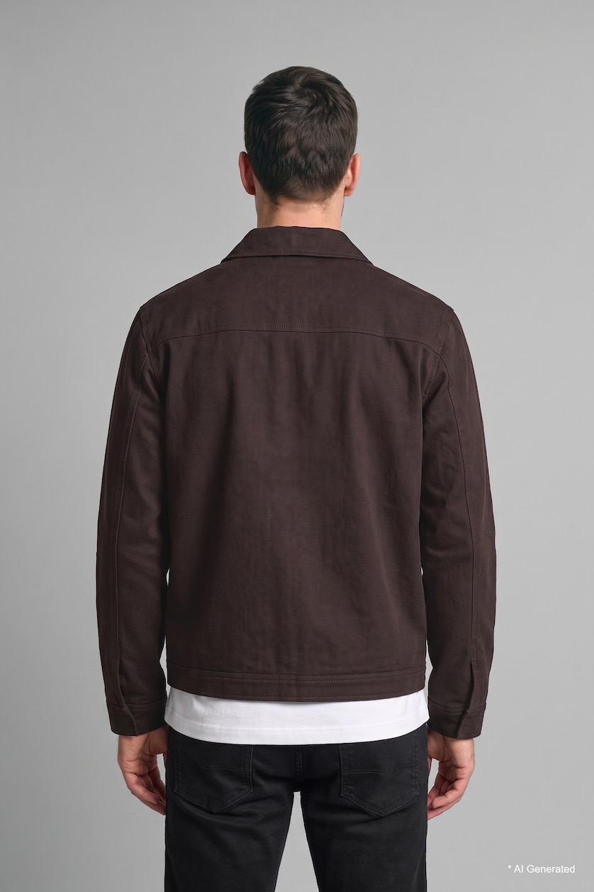 Men Dark Brown Zipper Puffer Jacket