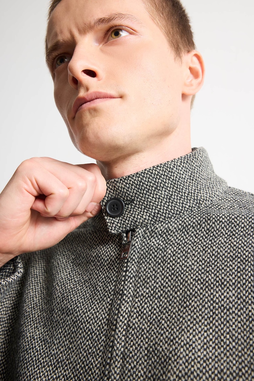 MAN Anthracite Regular Fit Stand Collar Mid Length Jacket