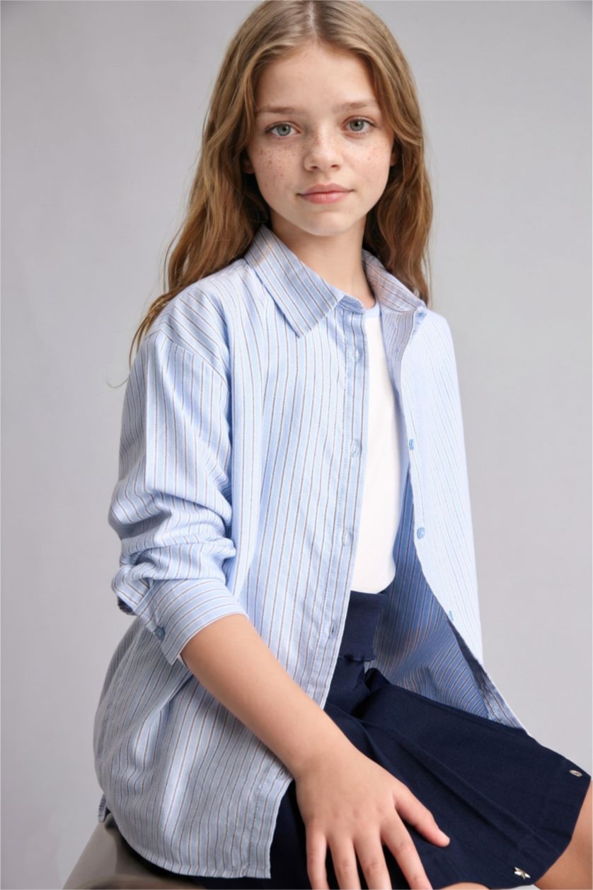 Young Girls - Teen Girls Light Blue Regular Fit Long Sleeve Shirt