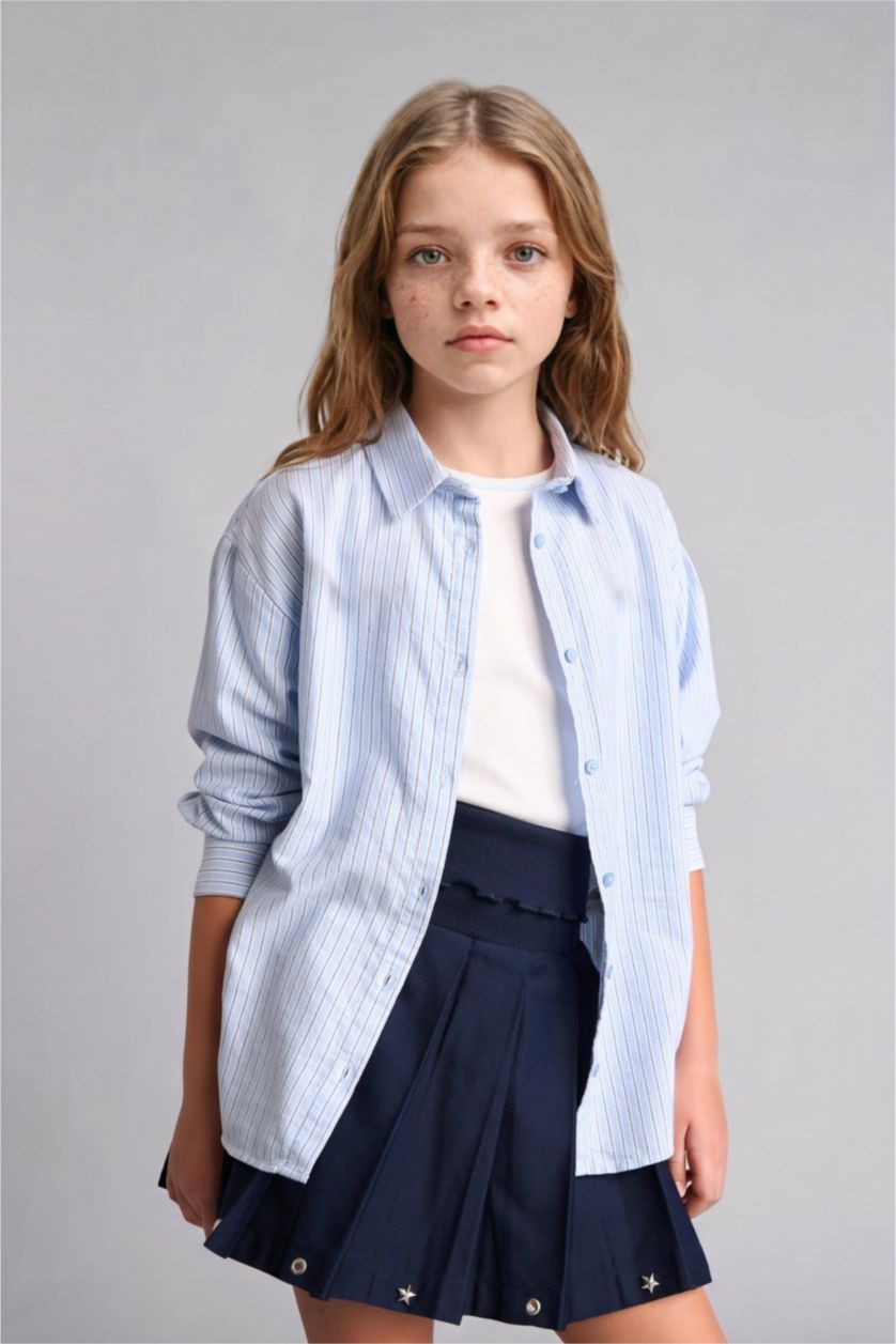 Young Girls - Teen Girls Light Blue Regular Fit Long Sleeve Shirt