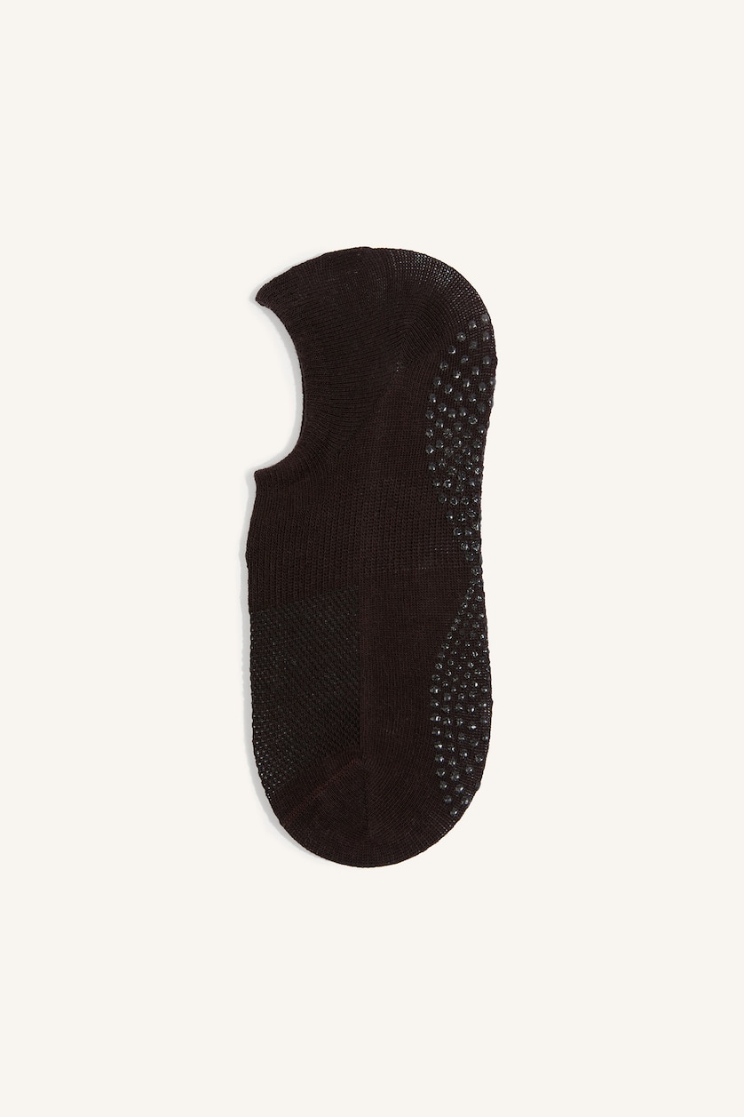 Women Brown 2 piece Cotton Pilates Socks