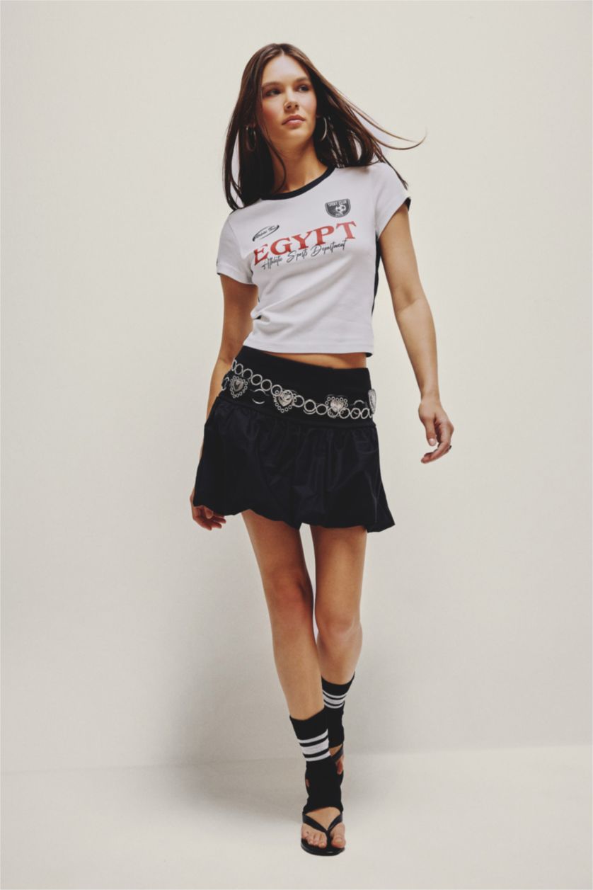 WOMAN White Slim Fit Ribana Short Sleeve T-Shirt