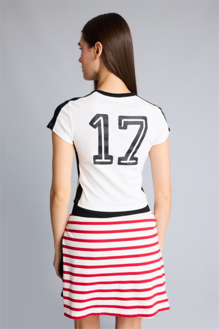 WOMAN White Slim Fit Ribana Short Sleeve T-Shirt