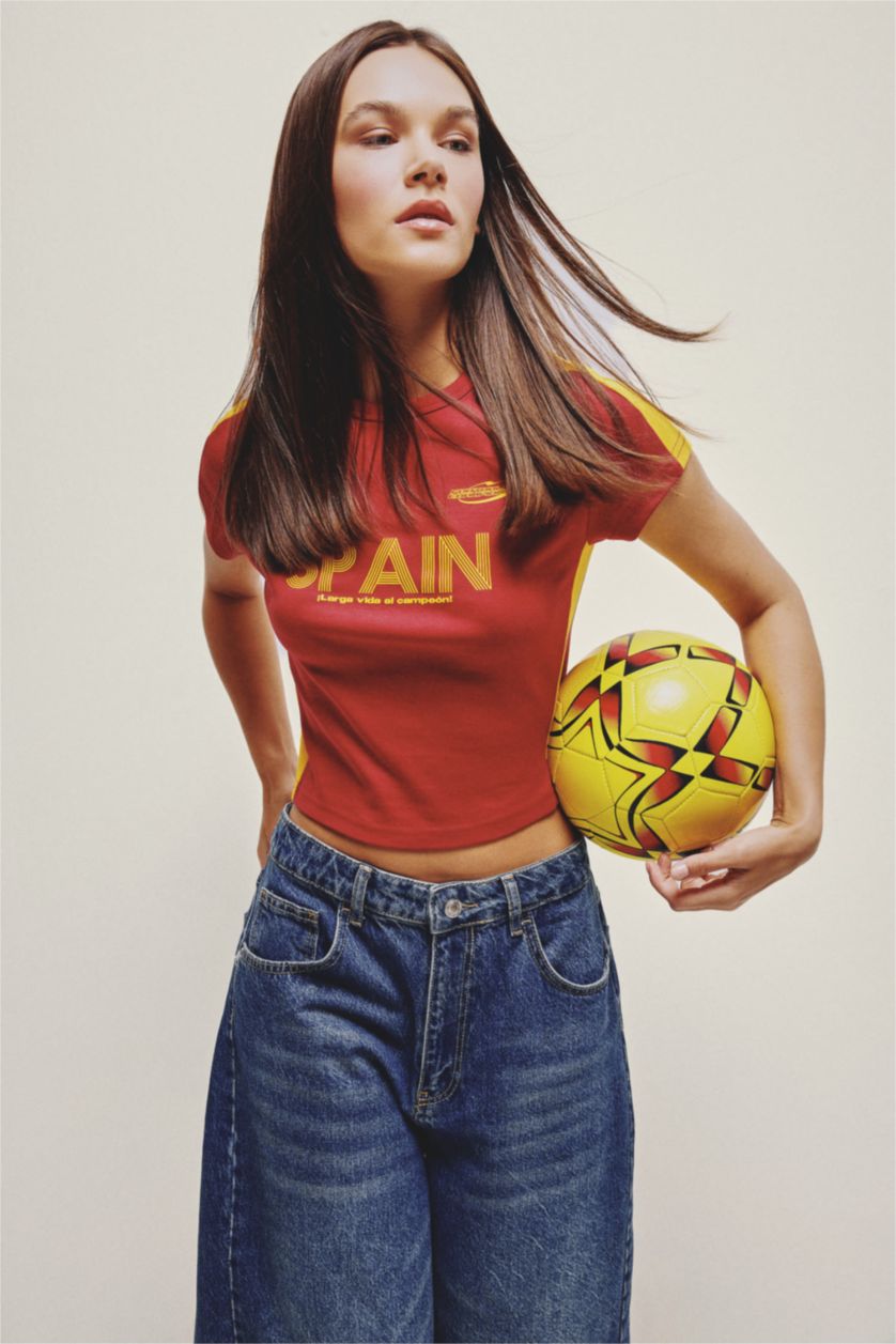 Women Bordeaux Slim Fit Ribana Short Sleeve T-Shirt