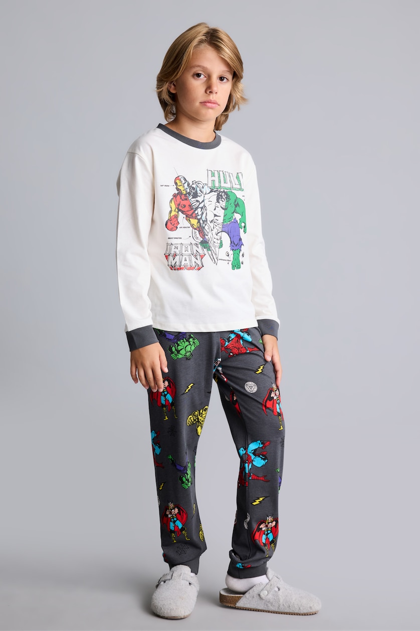 Erkek Çocuk - Genç Erkek Ekru 2'li Pijama Takım Marvel Erkek Çocuk