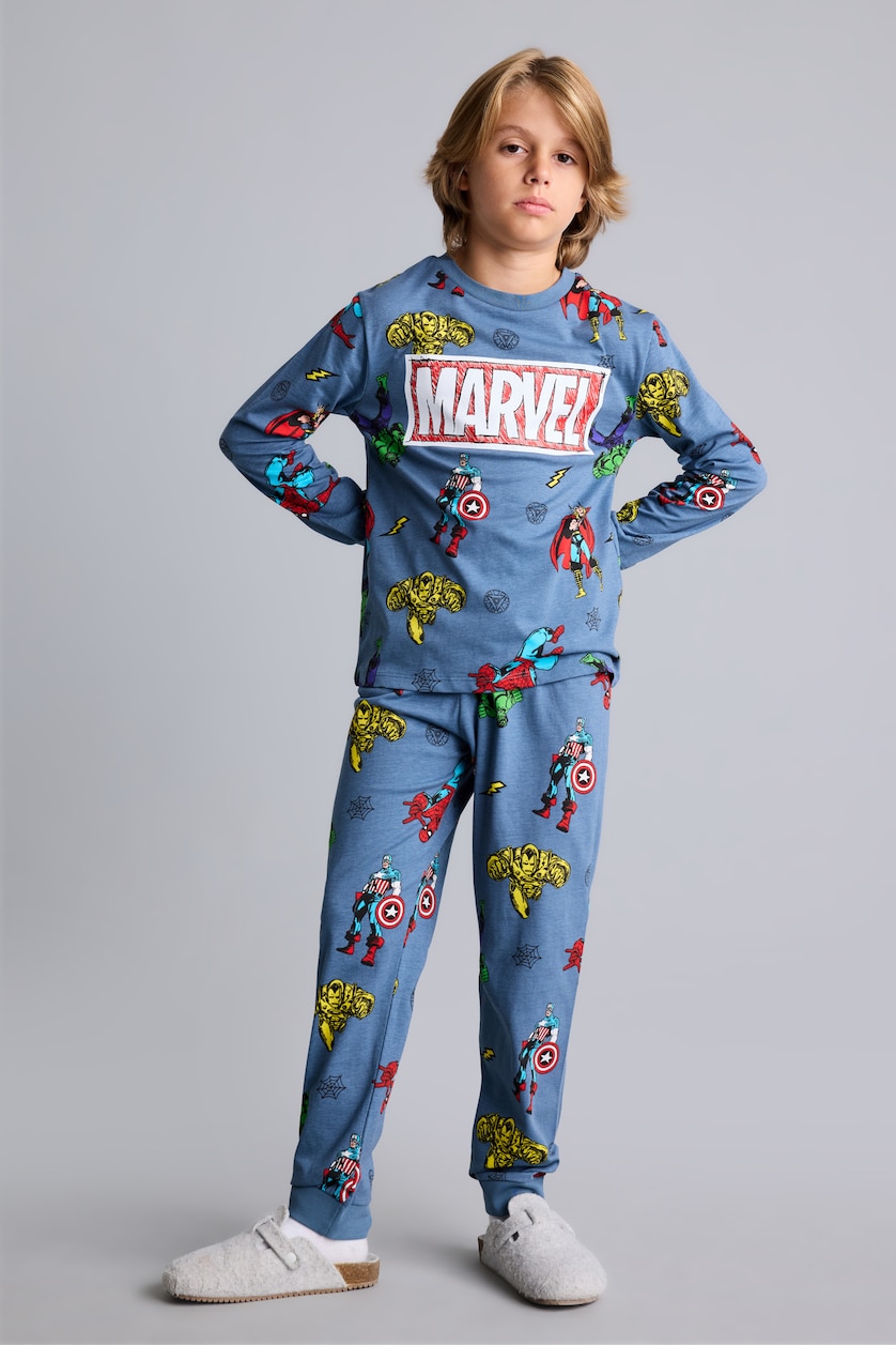 Young Boys - Teen Boys Blue 2 piece Regular Fit Licensed by Marvel Knitted Pyjamas