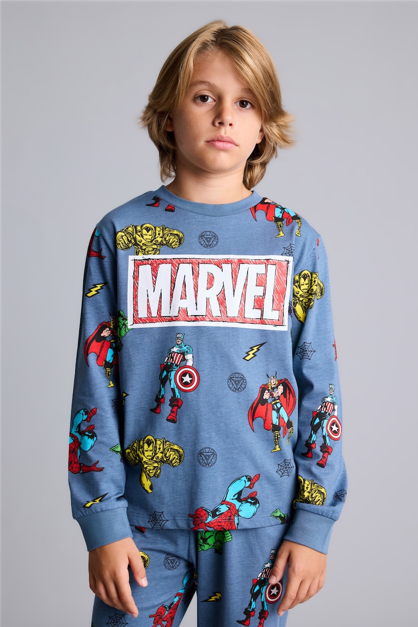 Young Boys - Teen Boys Blue 2 piece Regular Fit Licensed by Marvel Knitted Pyjamas