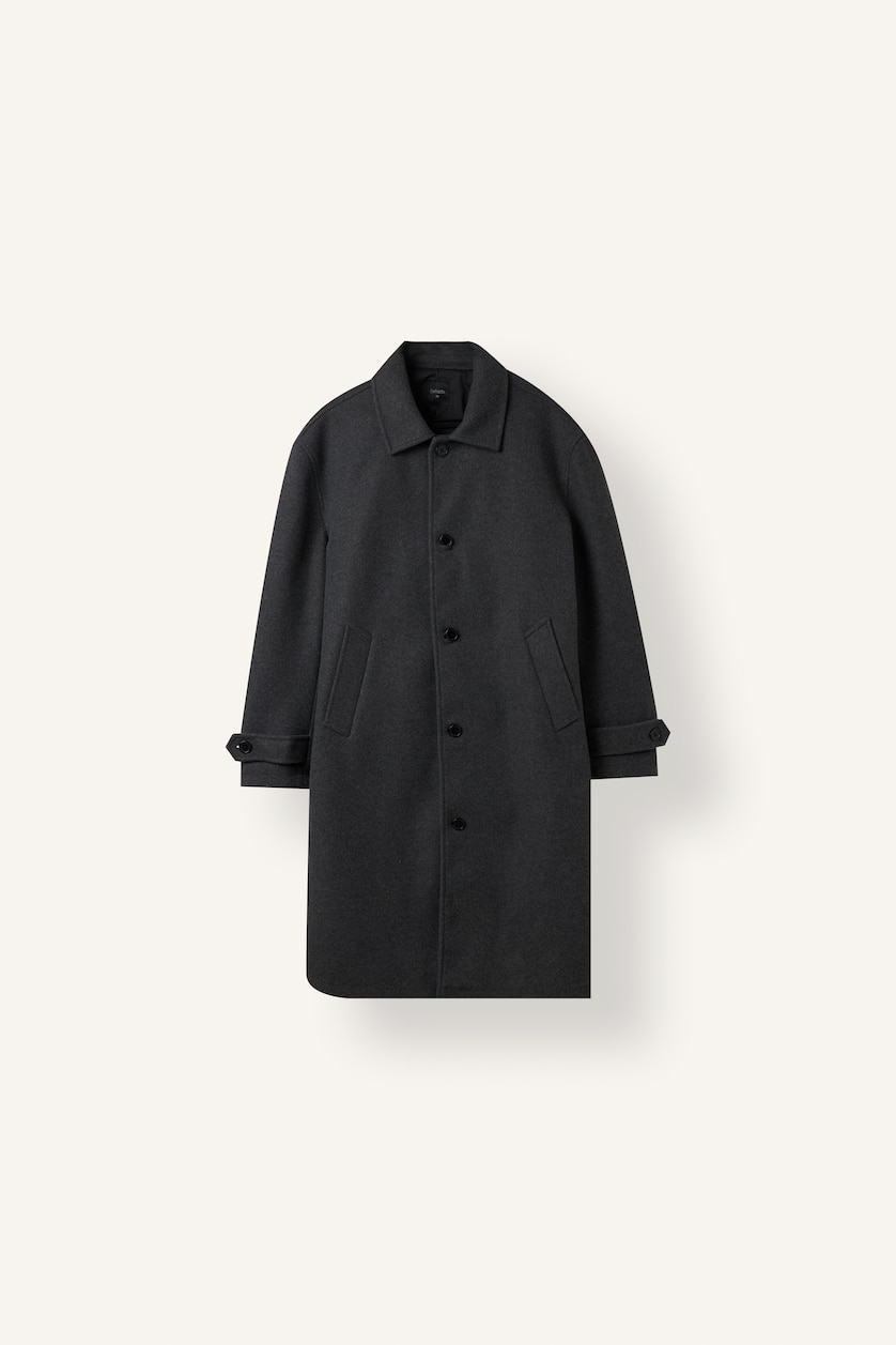 MAN Anthracite Regular Fit Buttoned Wool Blend Coat