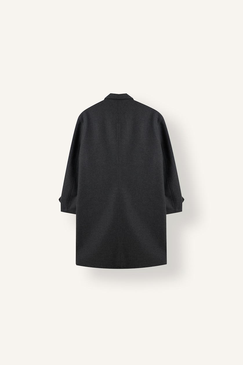 MAN Anthracite Regular Fit Buttoned Wool Blend Coat