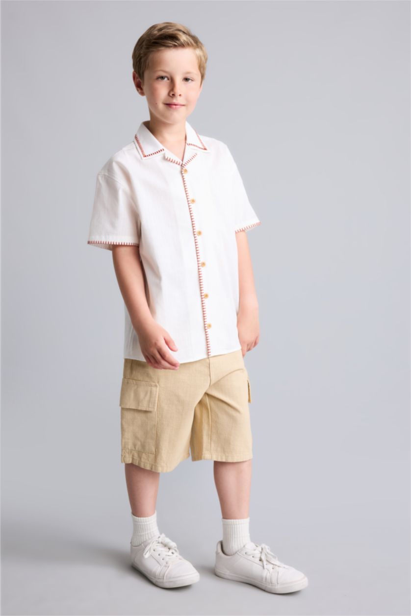 Young Boys - Teen Boys Ecru Regular Fit Short Sleeve Shirt