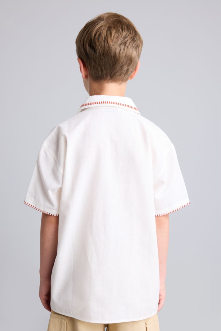 Young Boys - Teen Boys Ecru Regular Fit Short Sleeve Shirt
