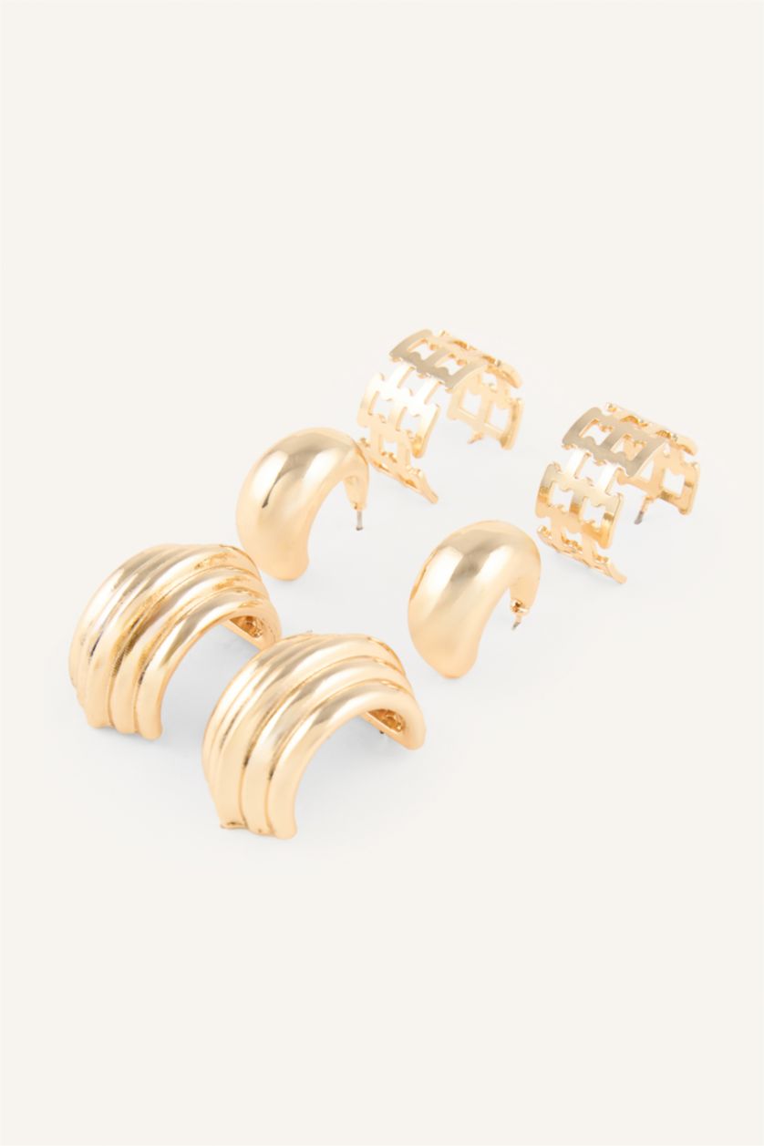 Women Altın Woman 3 Piece Earrings