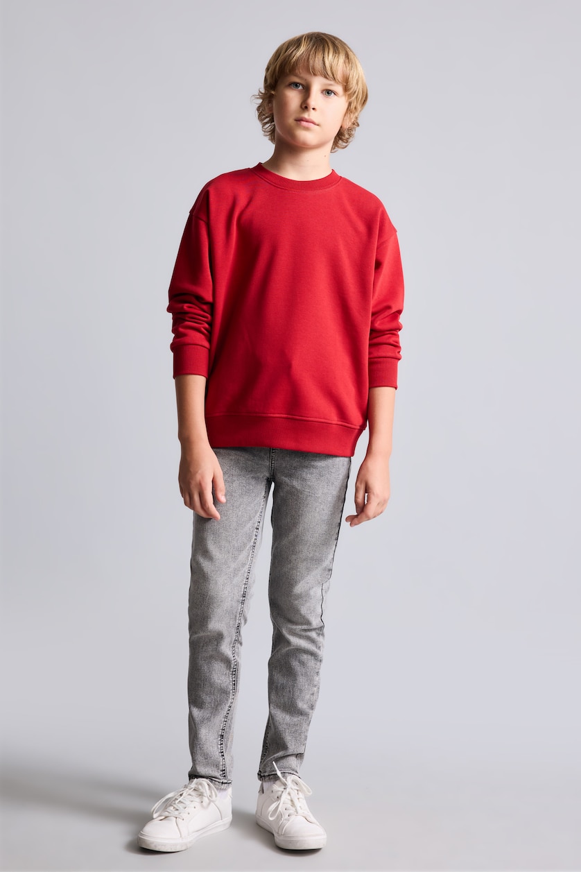 Young Boys - Teen Boys Red Regular Fit Crew Neck Sweatshirt