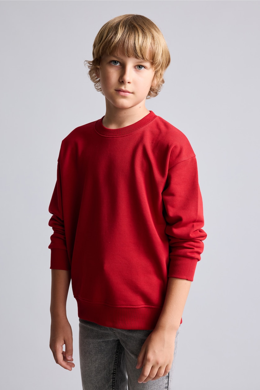 Young Boys - Teen Boys Red Regular Fit Crew Neck Sweatshirt