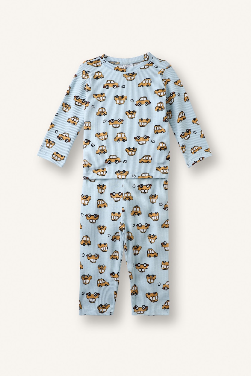 Baby Boy Light Blue سيت بجامة ولادي مضلع - قطعتين