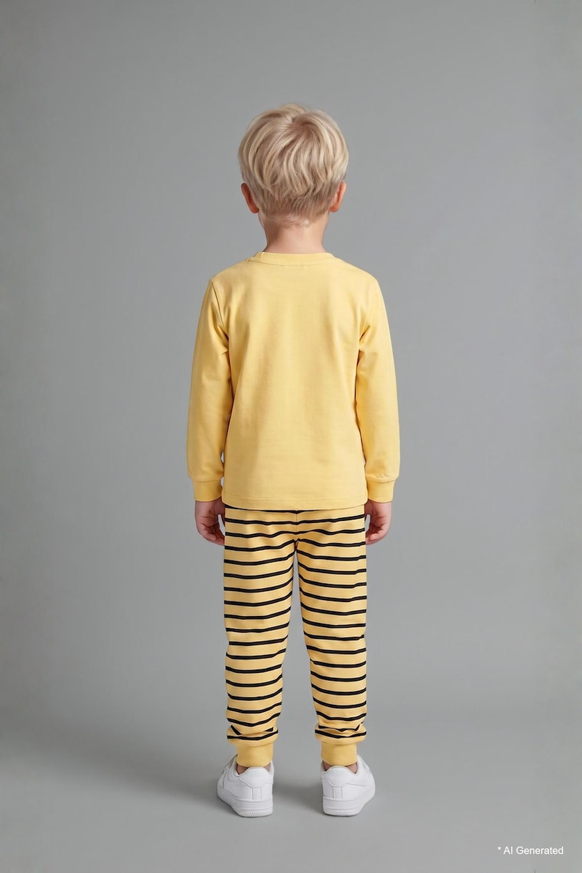 Baby Boy Yellow 2 piece Regular Fit Knitted Pyjamas