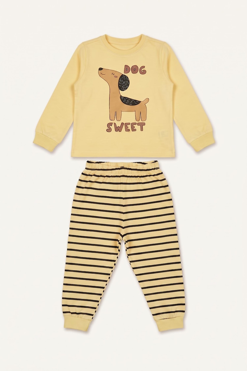 Baby Boy Yellow 2 piece Regular Fit Knitted Pyjamas
