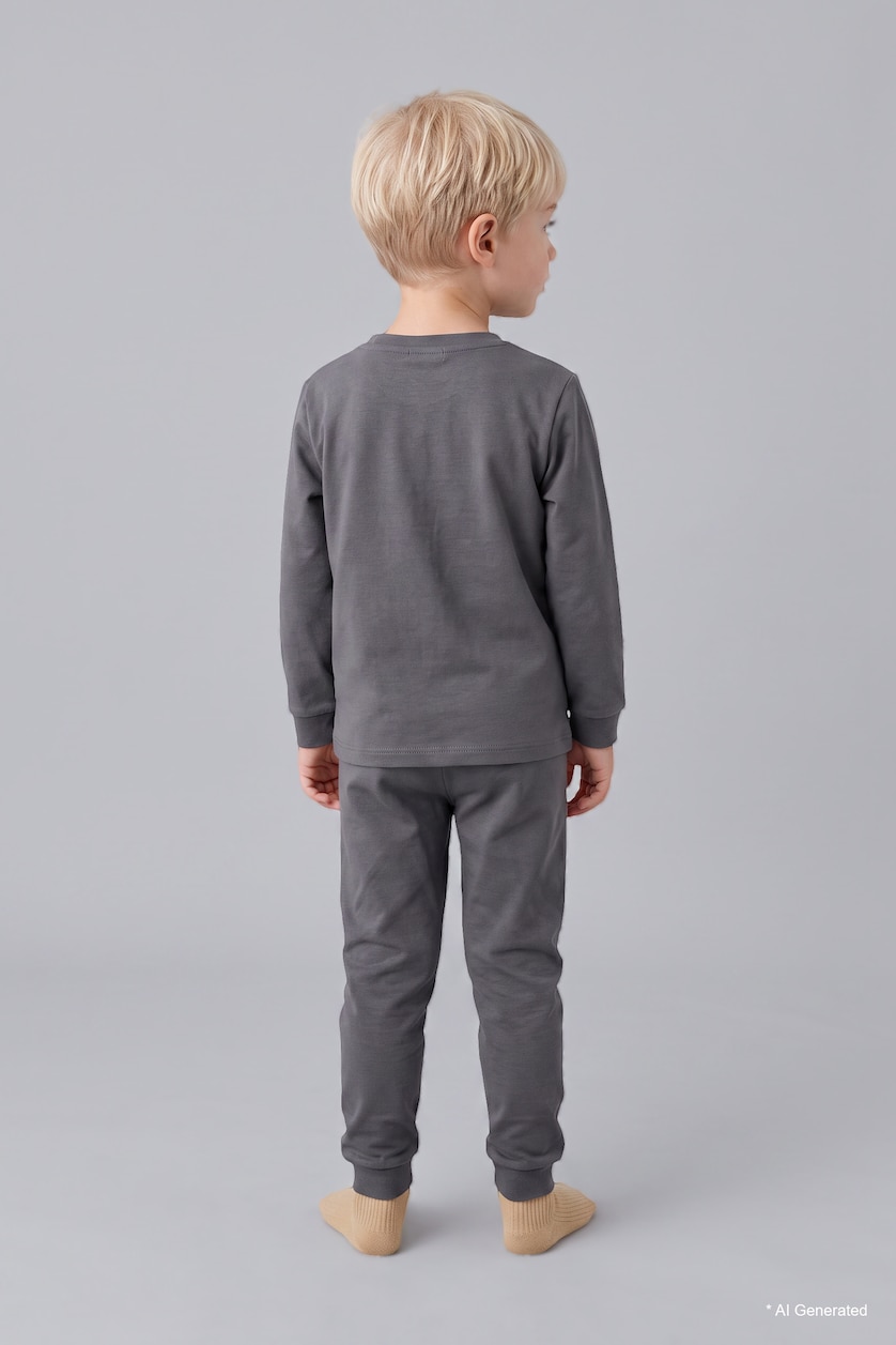 Baby Boys Grey 2 piece Regular Fit Knitted Pyjamas