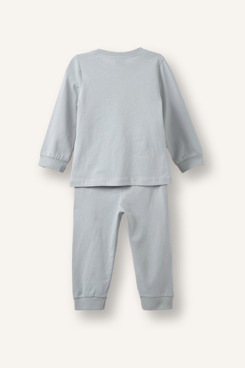 Erkek Bebek Açık Gri 4'lü Pijama Takım Desenli Erkek Bebek