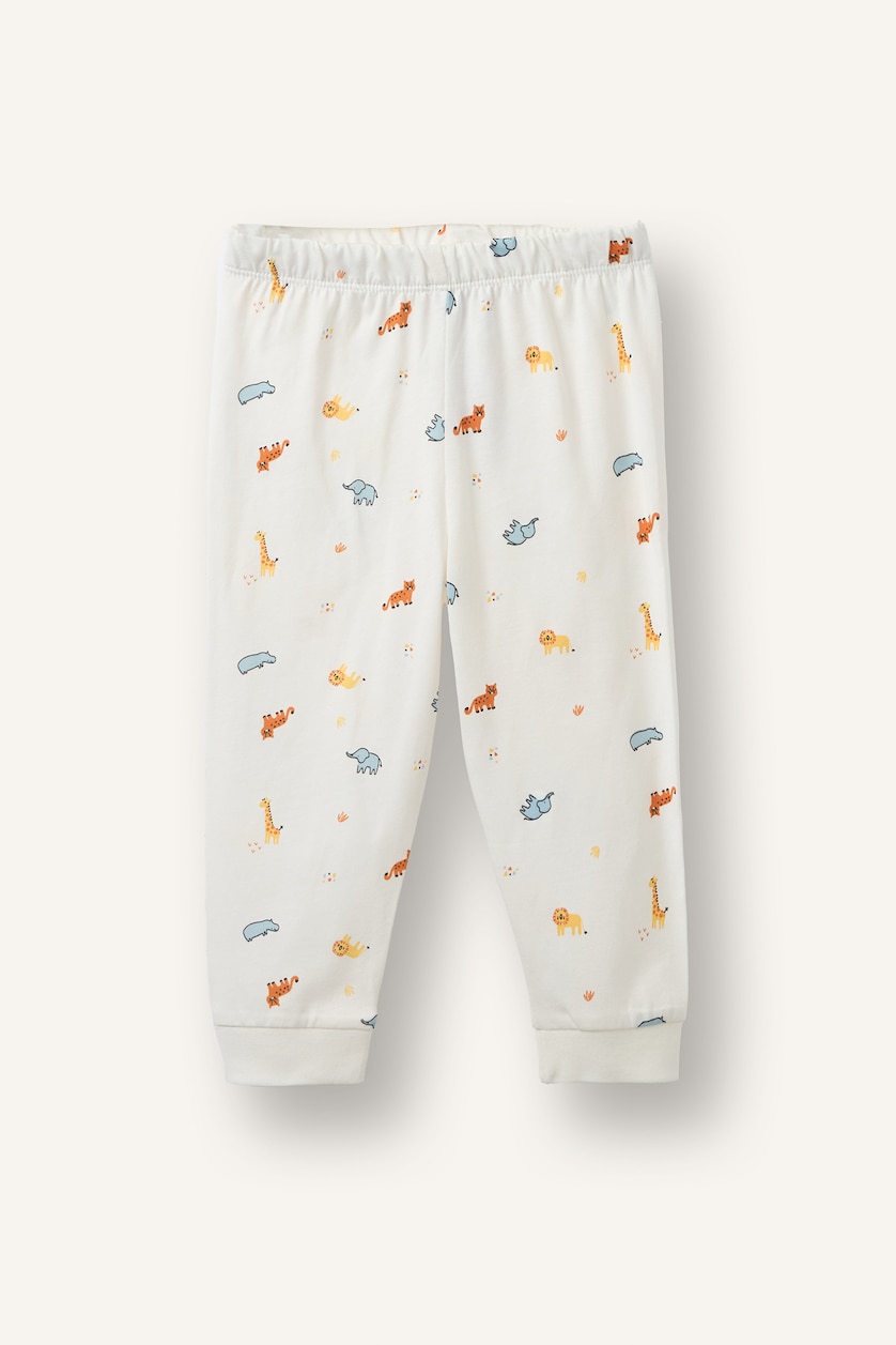 Erkek Bebek Açık Gri 4'lü Pijama Takım Desenli Erkek Bebek
