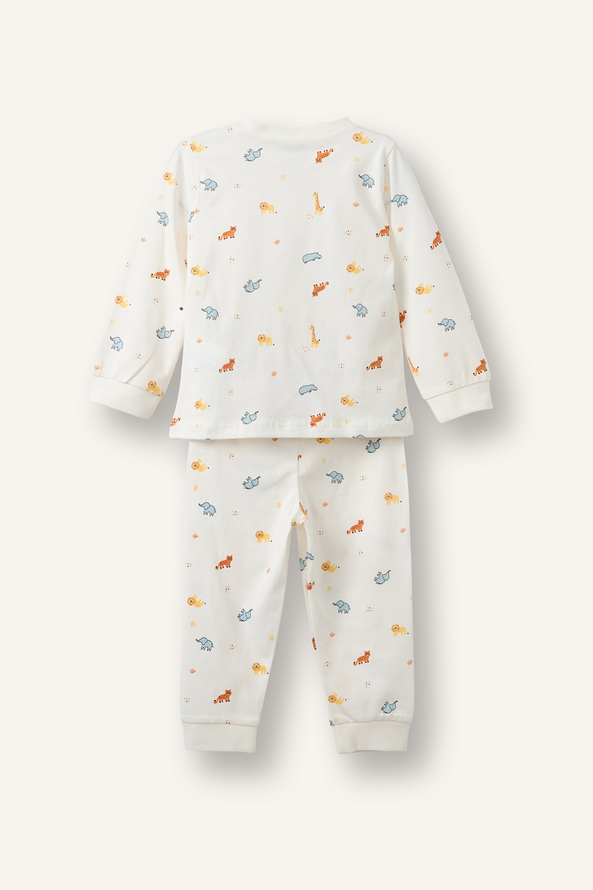 Erkek Bebek Açık Gri 4'lü Pijama Takım Desenli Erkek Bebek
