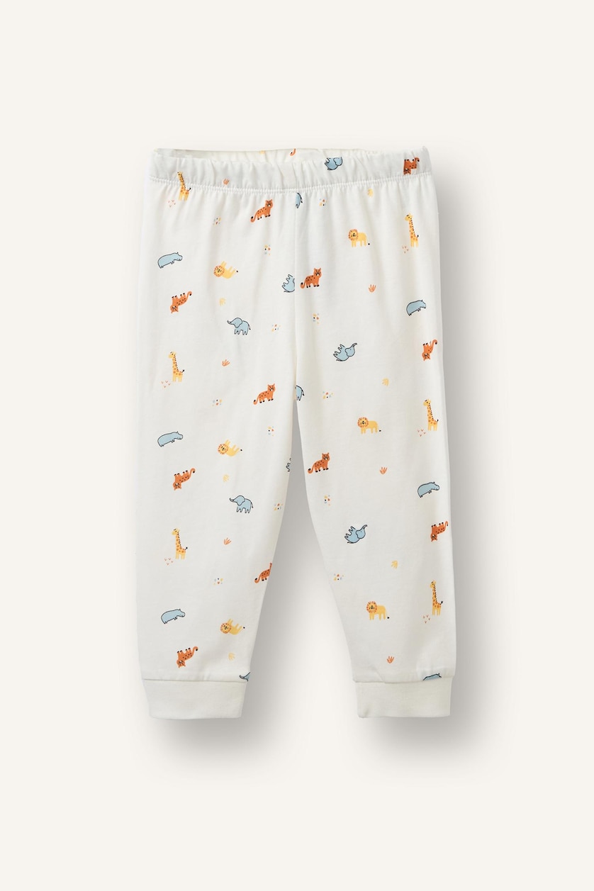 Erkek Bebek Açık Gri %100 Pamuk 4'lü Pijama Takım Desenli Erkek Bebek