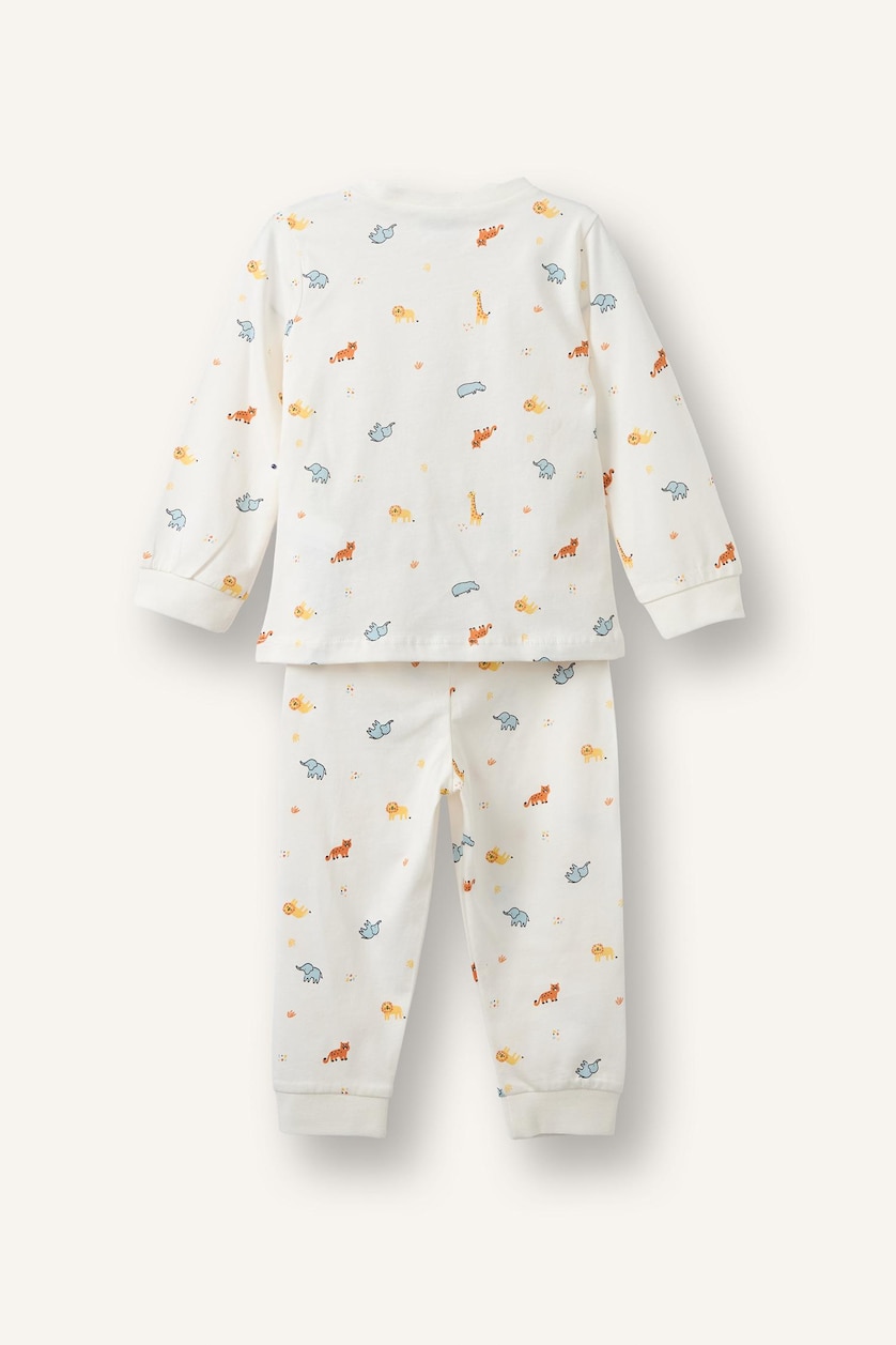 Erkek Bebek Açık Gri %100 Pamuk 4'lü Pijama Takım Desenli Erkek Bebek