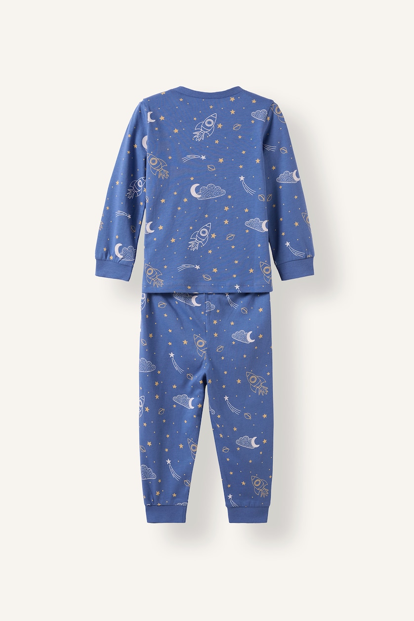Erkek Bebek Açık Mavi 4'lü Pijama Takım Desenli Erkek Bebek