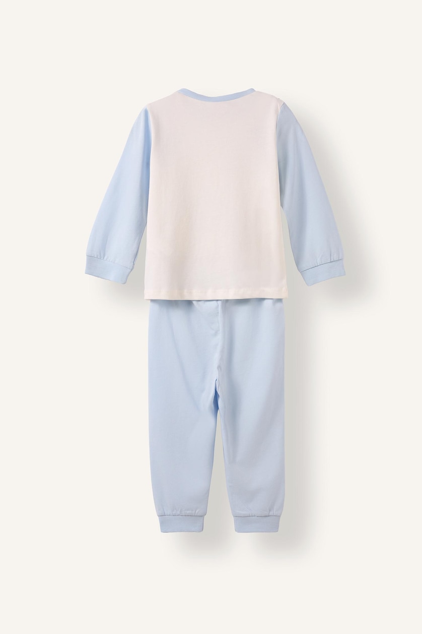 Erkek Bebek Açık Mavi %100 Pamuk 2'li Pijama Takım Desenli Erkek Bebek