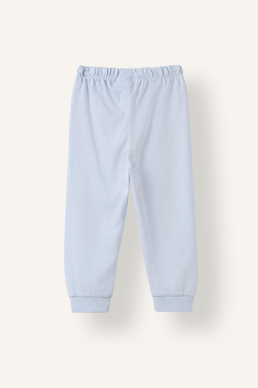 Erkek Bebek Açık Mavi %100 Pamuk 2'li Pijama Takım Desenli Erkek Bebek