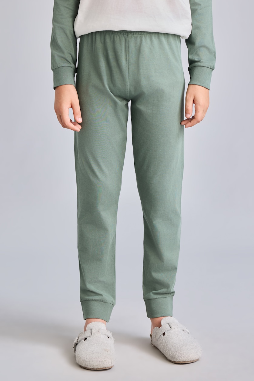 Erkek Çocuk - Genç Erkek Haki 2'li Pijama Takım Uzun Kollu Erkek Çocuk