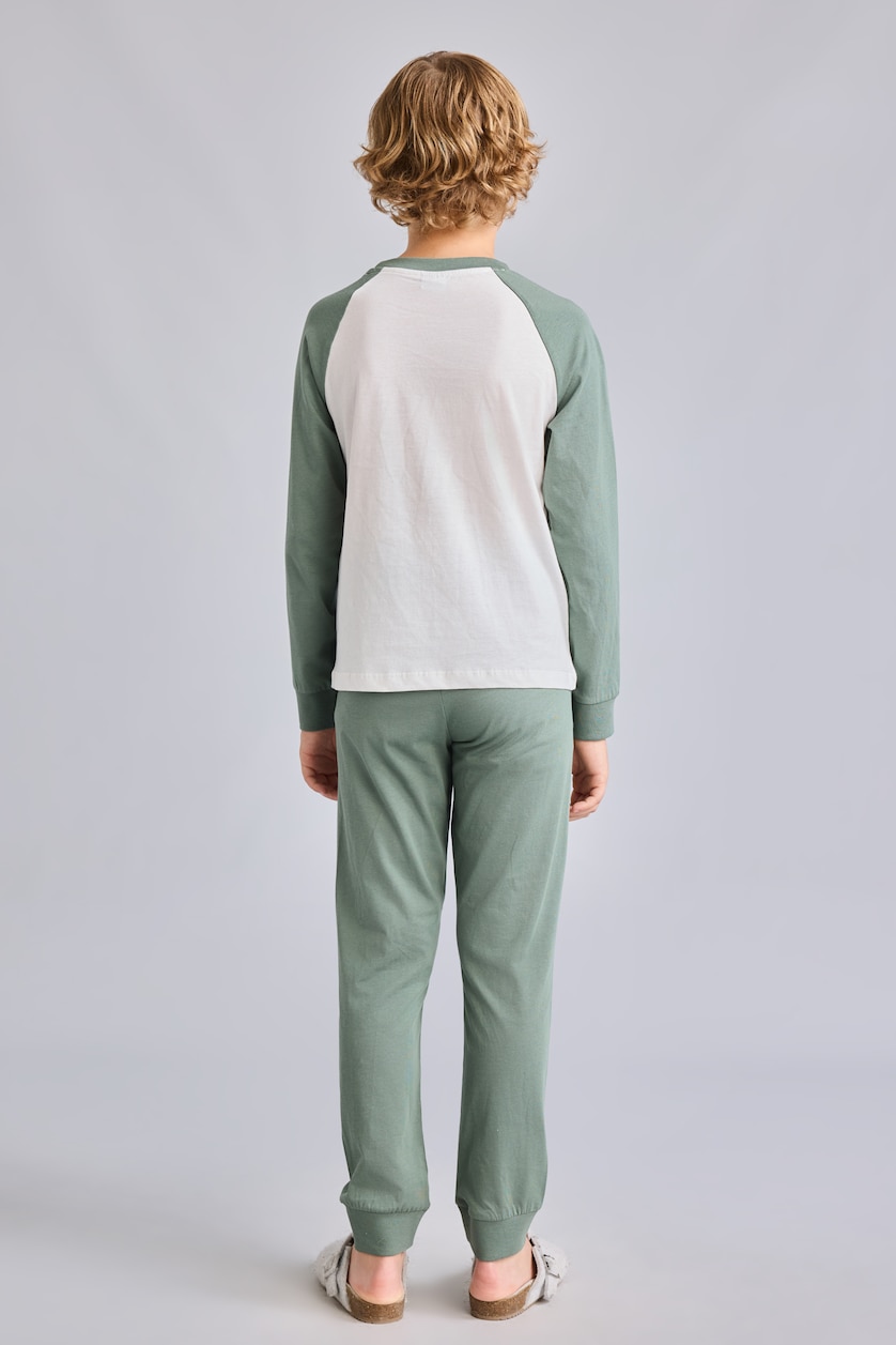 Erkek Çocuk - Genç Erkek Haki 2'li Pijama Takım Uzun Kollu Erkek Çocuk