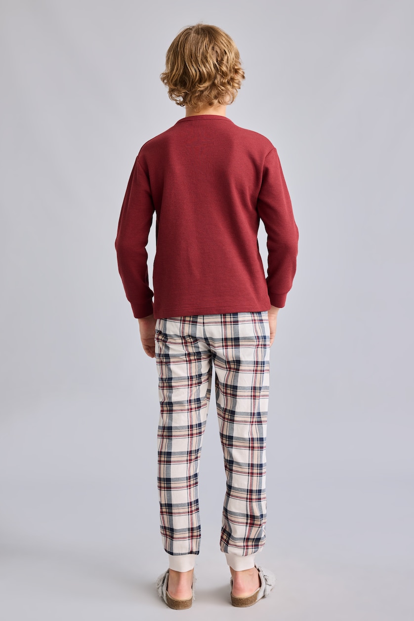 Young Boys - Teen Boys Bordeaux 2 piece Regular Fit Knitted Pyjamas