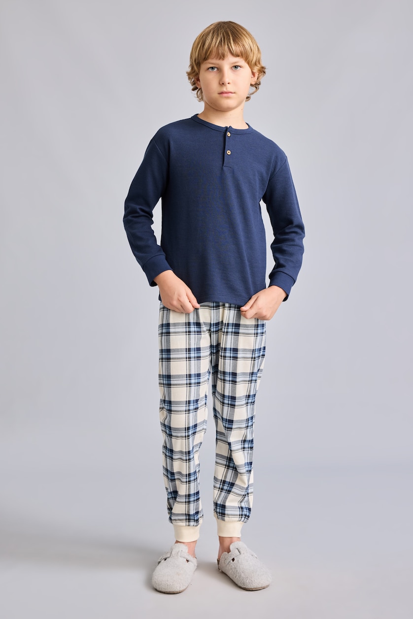 Young Boys - Teen Boys NAVY 2 piece Regular Fit Knitted Pyjamas