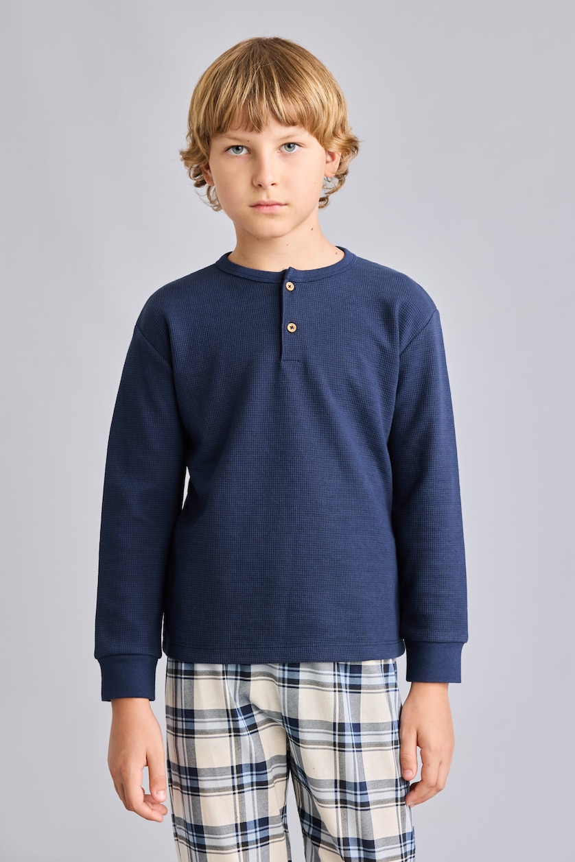 Young Boys - Teen Boys NAVY 2 piece Regular Fit Knitted Pyjamas