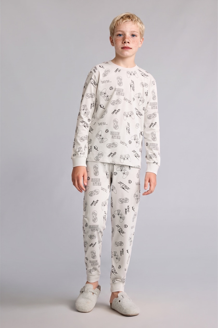 Young Boys - Teen Boys Light Grey 2 piece Regular Fit Knitted Pyjamas