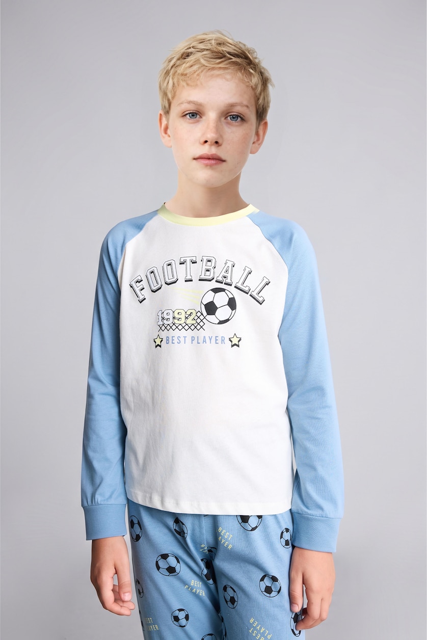 Young Boys - Teen Boys Blue 2 piece Regular Fit Knitted Pyjamas