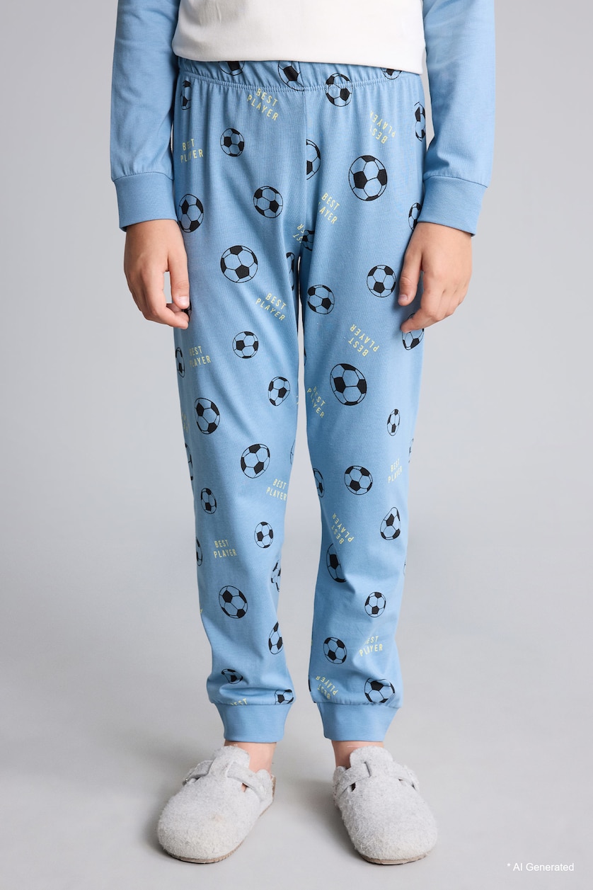 DJEM & ADOLESHENTË Blue Boy 100% Cotton Regular Fit 2 Piece Pyjama Set