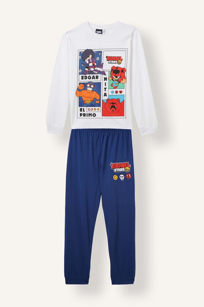 Young Boys - Teen Boys White 2 piece Regular Fit Brawl Stars Knitted Pyjamas