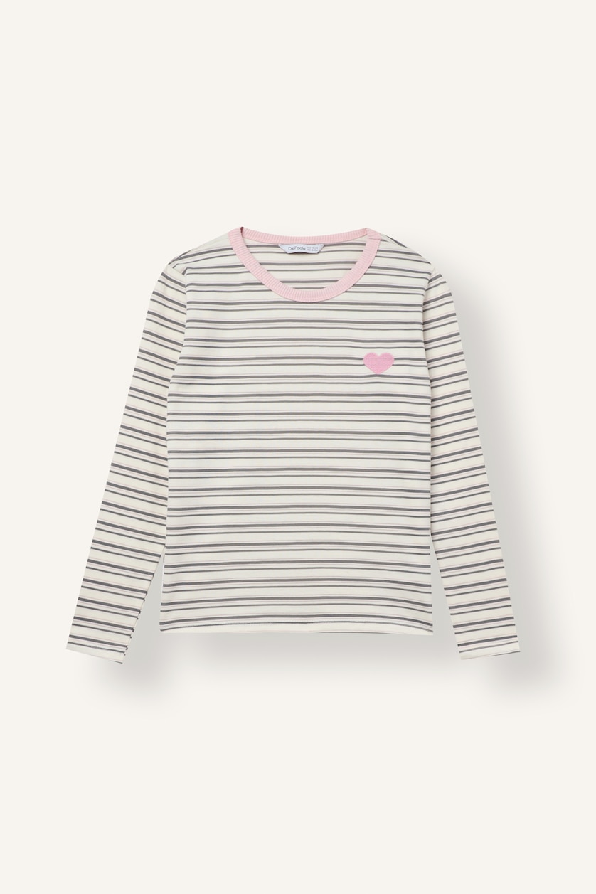 GIRLS & TEENS Ecru Girl Ecru Printed Crew Neck Long Sleeve T-Shirt