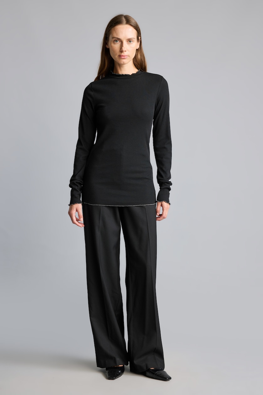 WOMAN Black Slim Fit Ribana Long Sleeve Tunic