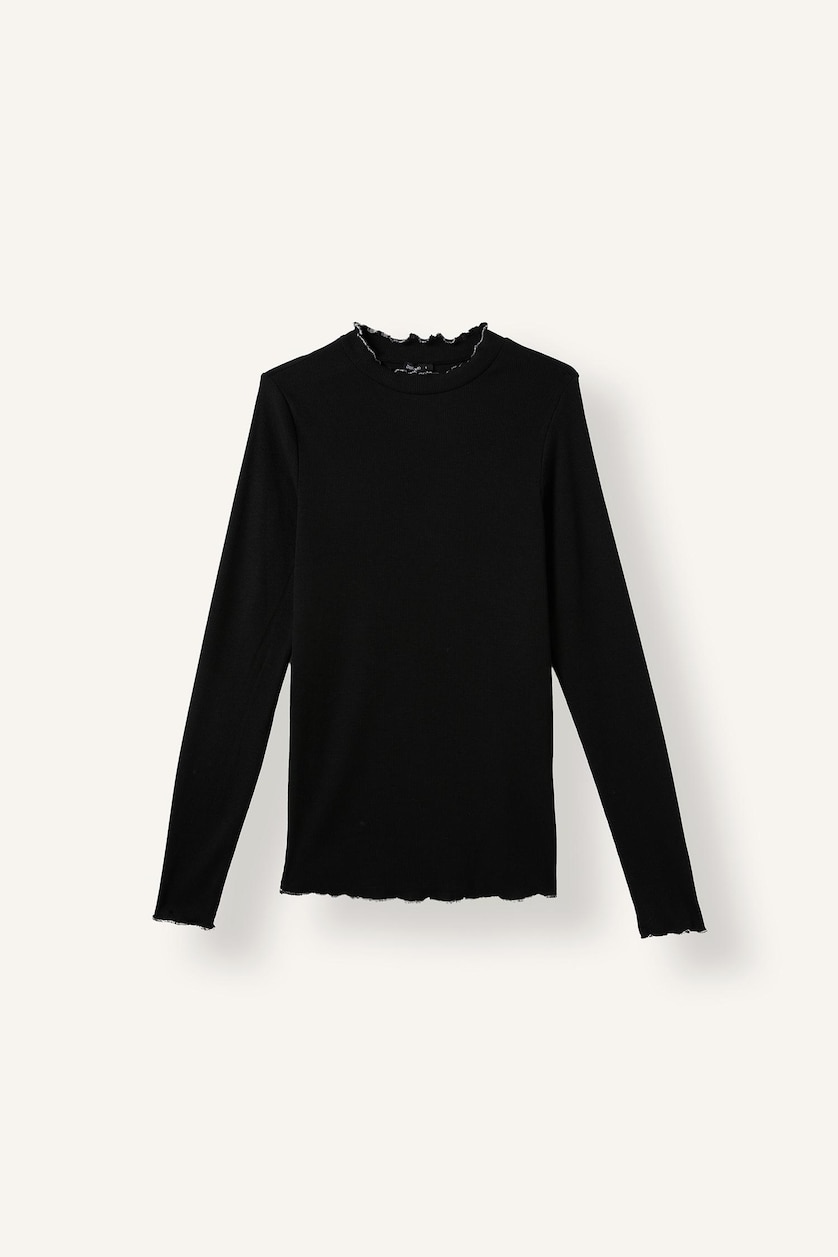 WOMAN Black Slim Fit Ribana Long Sleeve Tunic