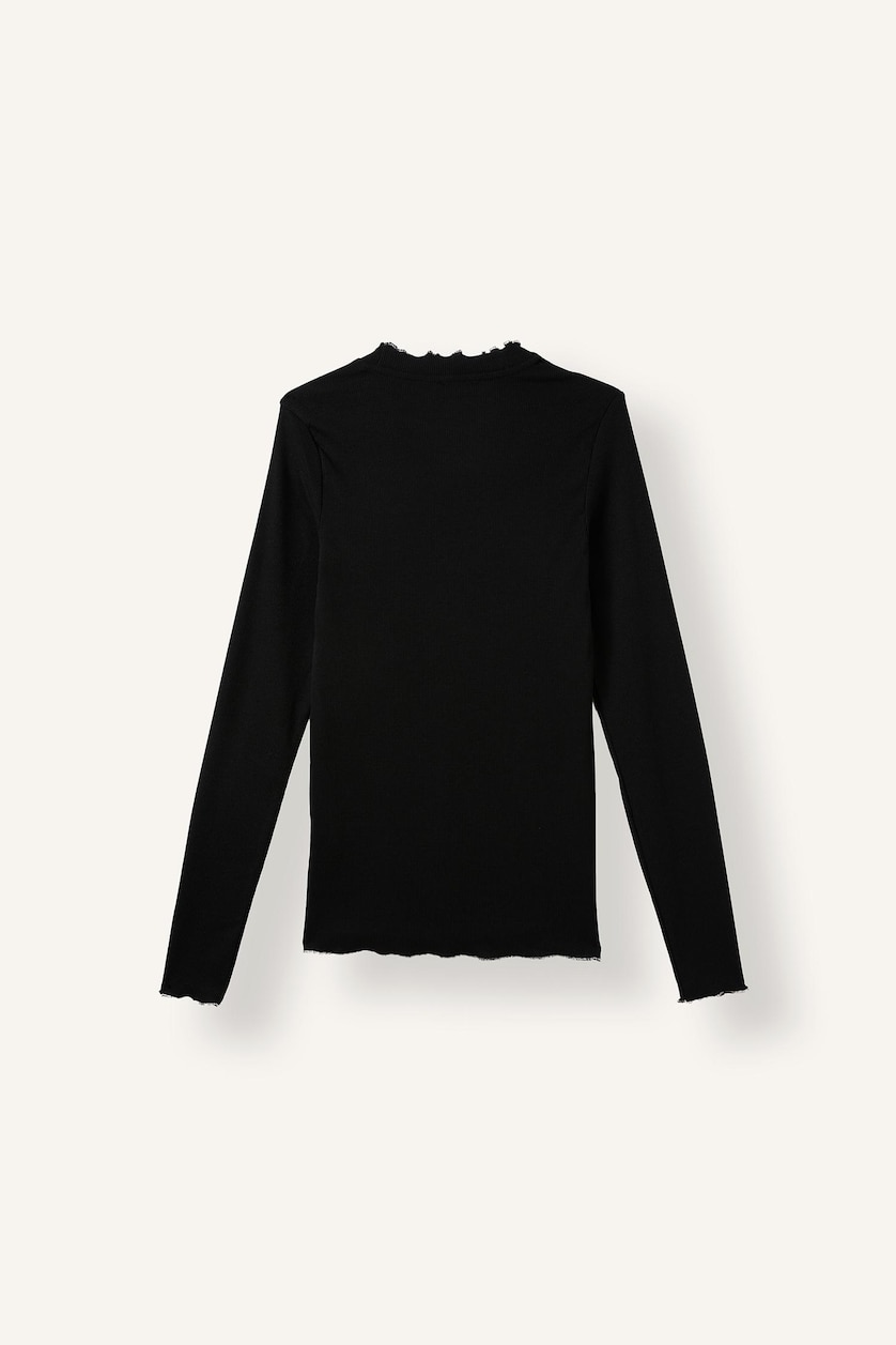 WOMAN Black Slim Fit Ribana Long Sleeve Tunic