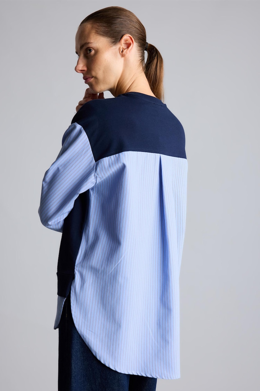 Women NAVY Regular Fit Thin Sweatshirt Fabric Sweat Tunic