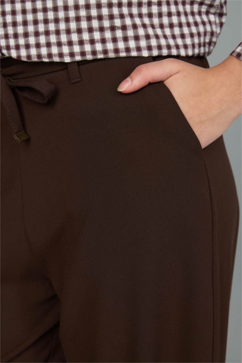 Kadın Kahve Straight Wide Pantolon