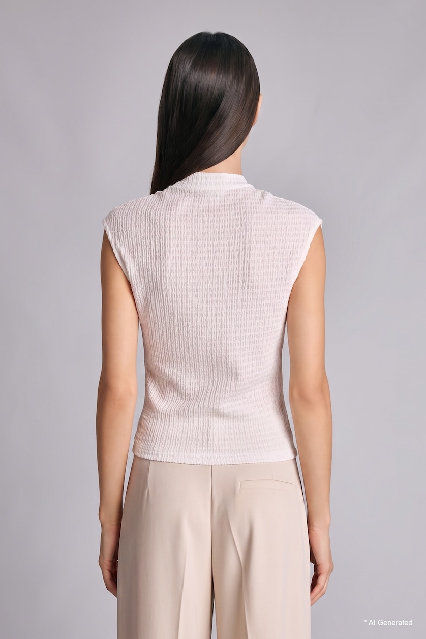 WOMAN Ecru Slim Fit Half Turtleneck Short Sleeve T-Shirt