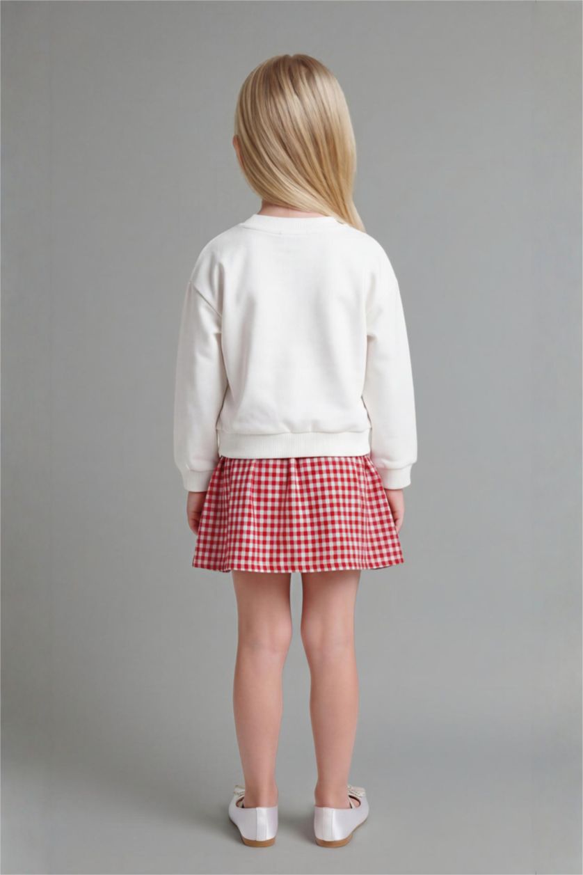 Baby Girls White Gingham Long Sleeve Knitted Dress